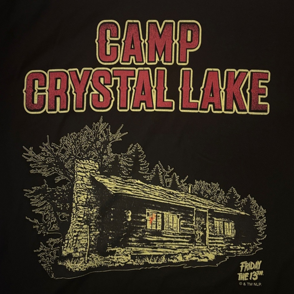 Friday the 13th Camp Crystal Lake Black Graphic T‑Shirt M Casual Movie Horror